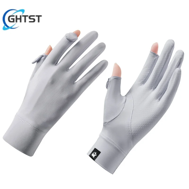 Yaz Anti-güneş yanığı Güneş Koruyucu Eldiven Kadın Ince Buz Ipek Çiy Parmak Dokunmatik Ekran Sürüş Sürme kaymaz Nefes