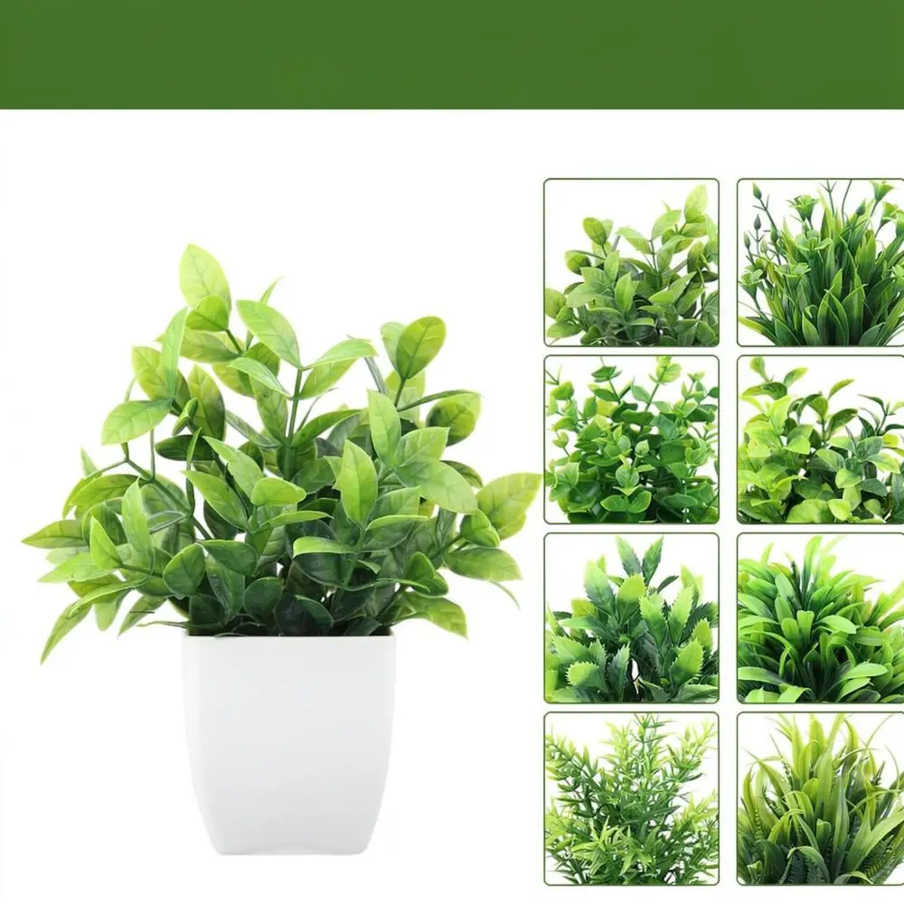 Artificial Potted Greenery Simulation Lavender Eucalyptus Plastic Bonsai Ornament For Desk Home Living Room Decoration