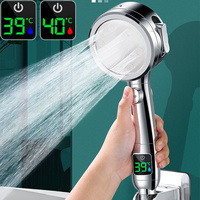 High Pressure Handheld Bathroom Shower Head with LED Digital Temperature Display Adjustable Sprayer Water Saving Showerhead