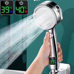 Cabezal de ducha de baño de mano de alta presión con pantalla LED Digital de temperatura, rociador ajustable, cabezal de ducha de ahorro de agua