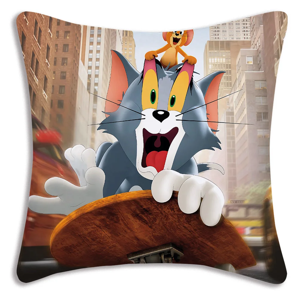 Pillow Covers Cartoons Anime T-Toms J-Jerrys Cartoon Sofa Decorative Home Double-sided Printing Short Plush Cute Cushion Cover