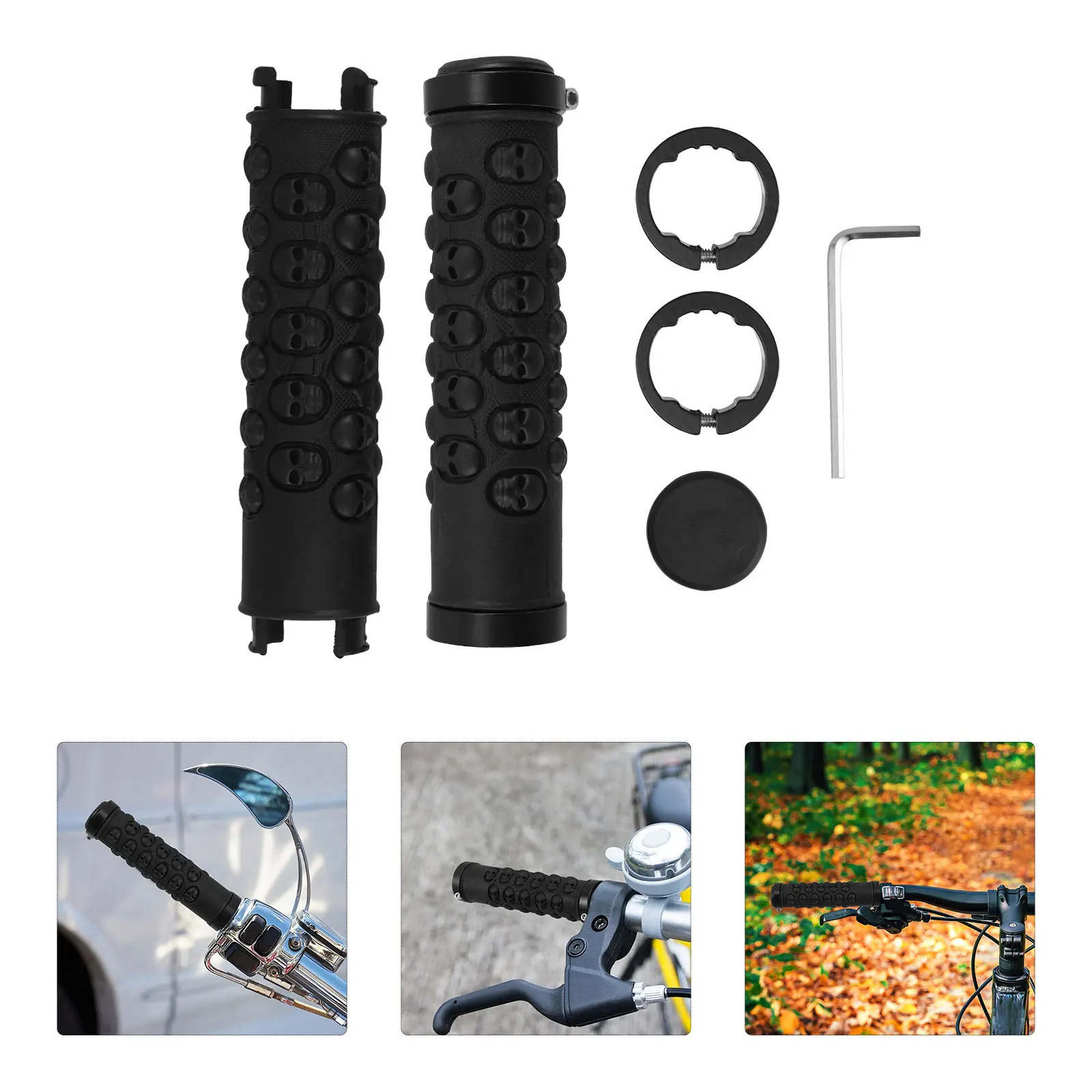 

2 шт., ручки для руля горного велосипеда, дизайн черепа, система для езды на велосипеде по бездорожью, удобный амортизирующий велосипед