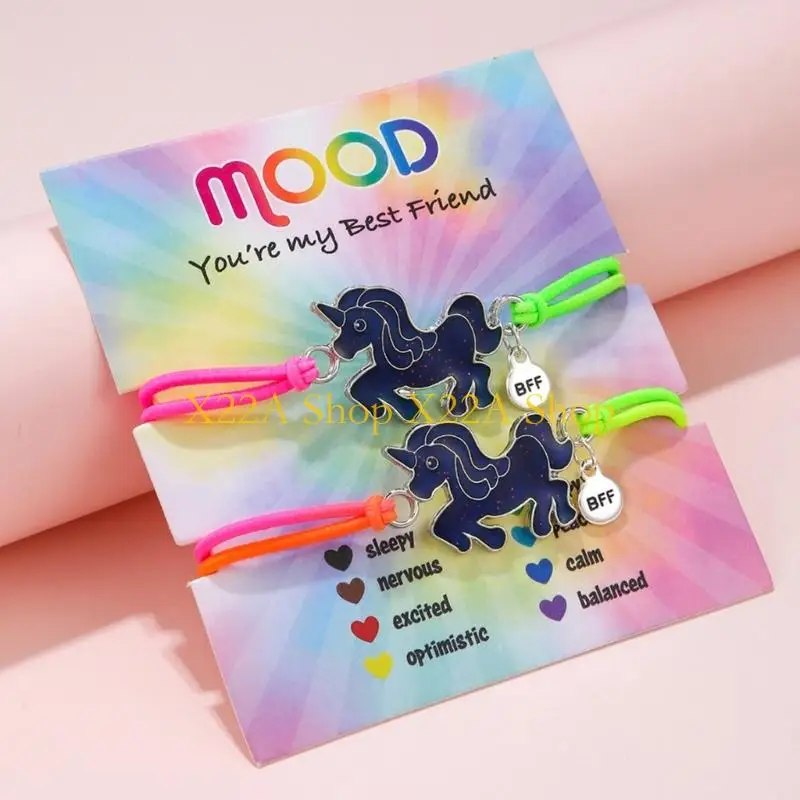 Unique Rainbow Color Changing Alloy Birthday Party Bracelets for Girls Women Jewelry