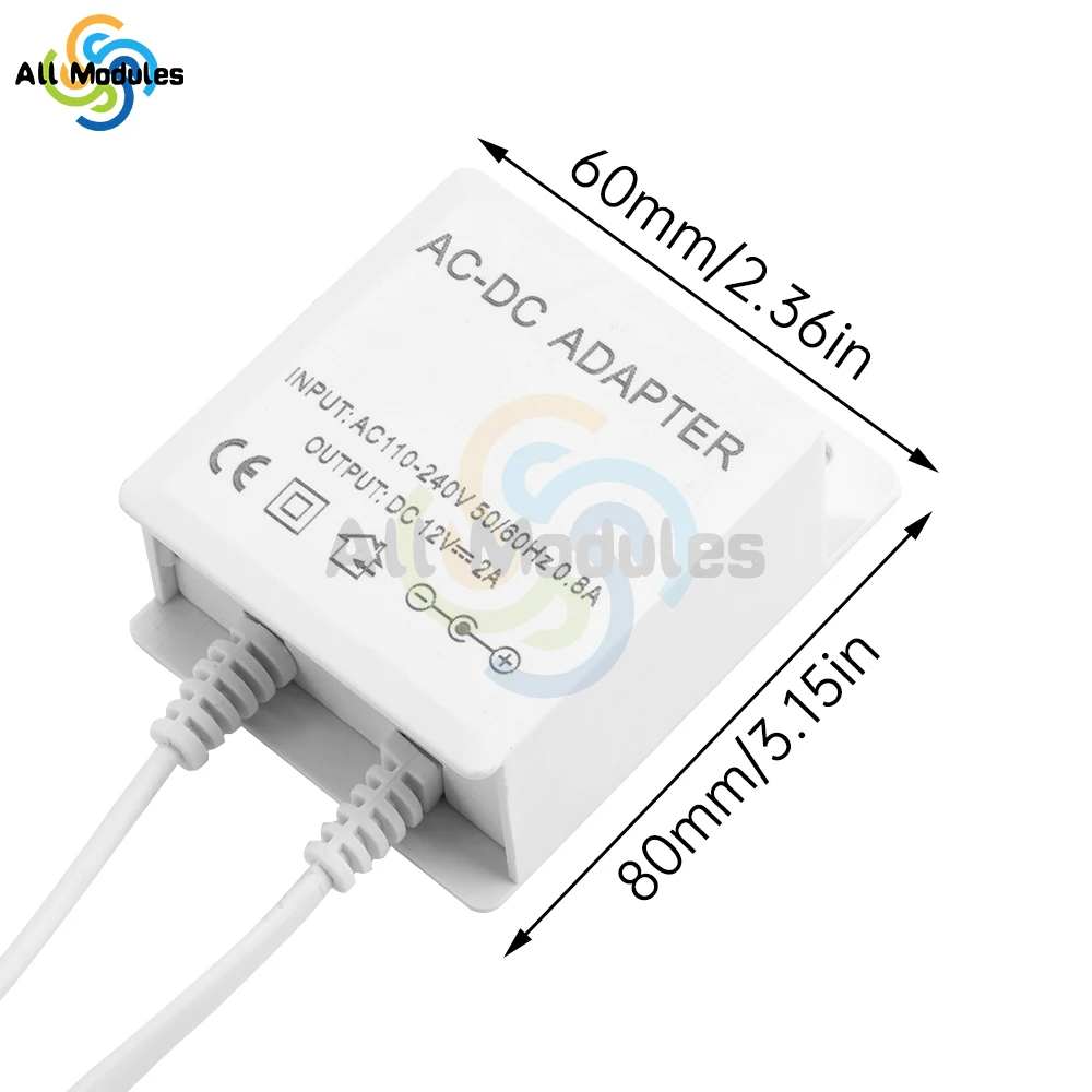 AC100-240V to DC12V2A Outdoor Power LED Strip Light Surveillance Camera Camera Power Adapter