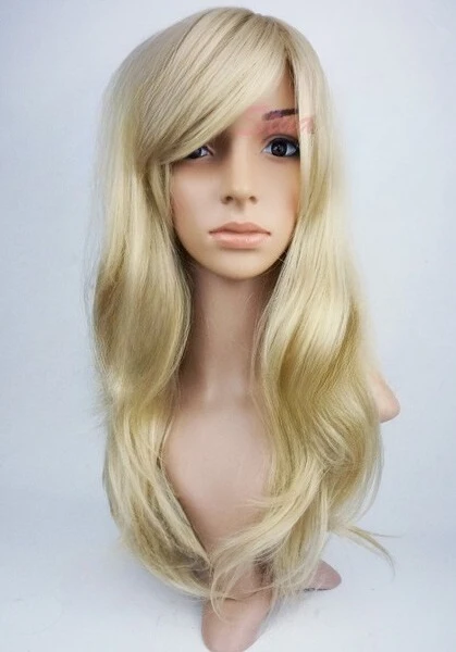 

W124 Bleached Sandy Blonde Long Wavy Wig Synthetic Skin Top studio7-uk