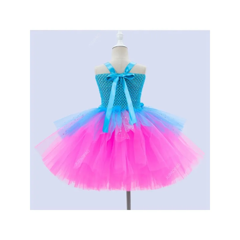 Trolls Tutu Dress for Girls Princess Poppy Birthday Costumes for Kids Magic Elves Halloween Dresses Girl Fairy Flower Outfits