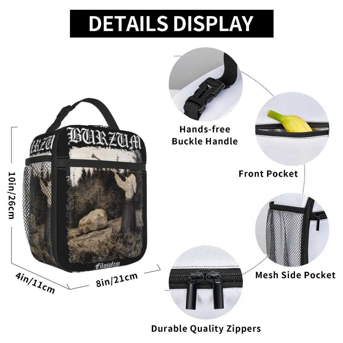 Burzum Filosofem Product Insulated Lunch Tote Bag School Storage Food Box Portable All Season Cooler Thermal Lunch Box