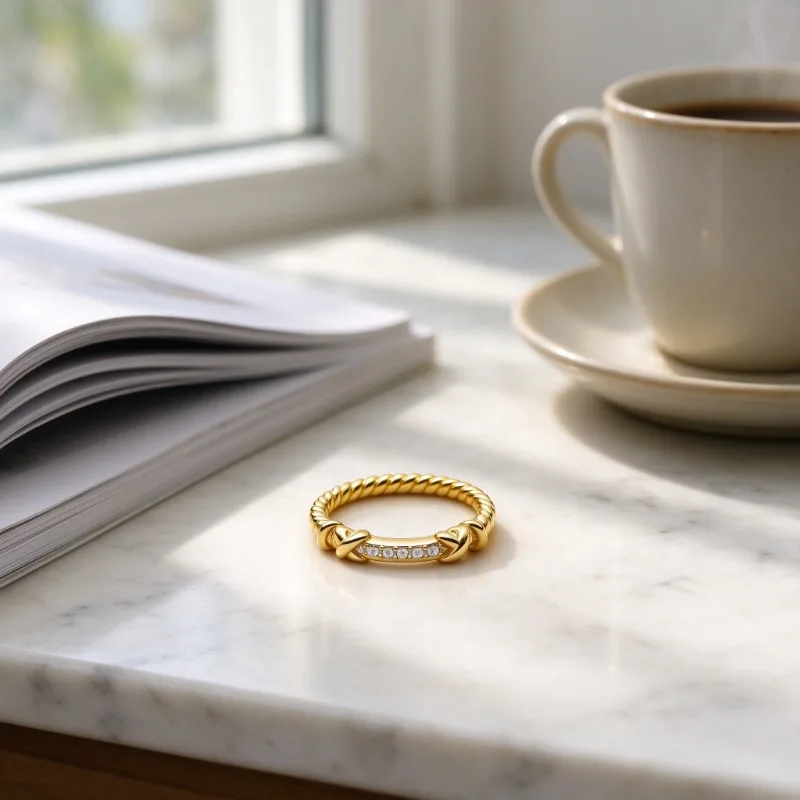 Women Stylish Rope Spiral Finger Ring, Vintage Twist Cable Band Jewelry, Minimalist Stackable Metal Ring, Fashion Accessory for Dating Party Daily Life