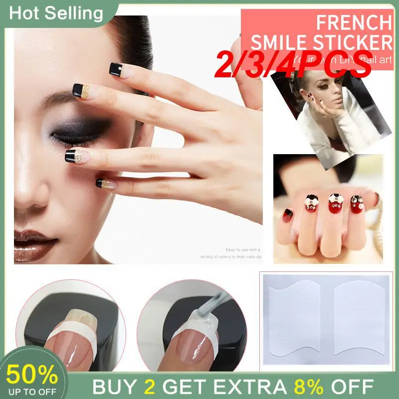 2/3/4PCS Smile Line Unique Smile Line Design Stylish Fashionable Nail Art French Manicure Nail Art Stickers Popular Nail Wraps