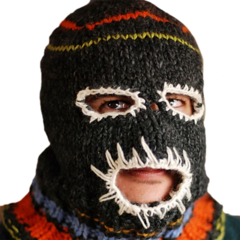 Funny Balaclava Face Mask Knitted Hat Beanies Balaclava Distressed Halloween Balaclava Hooded Scary Balaclava Party Hat