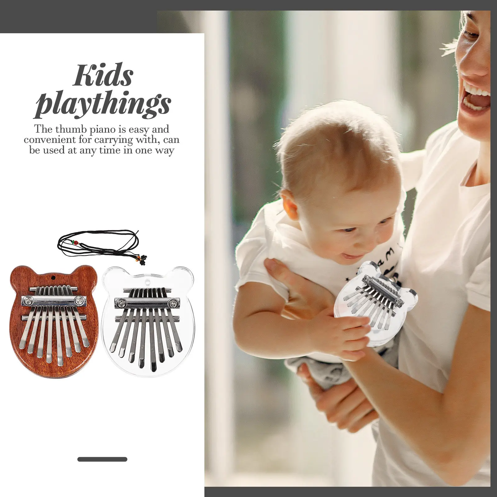 8-Key Thumb Piano Kalimba – Compact Mini Finger Piano for Family, School & Recording
