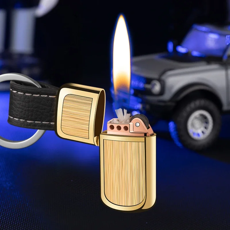 Metal Personalized Kerosene Grinding Wheel Open Flame Lighter Keychain Portable Outdoor Mini Multi-purpose Lighter