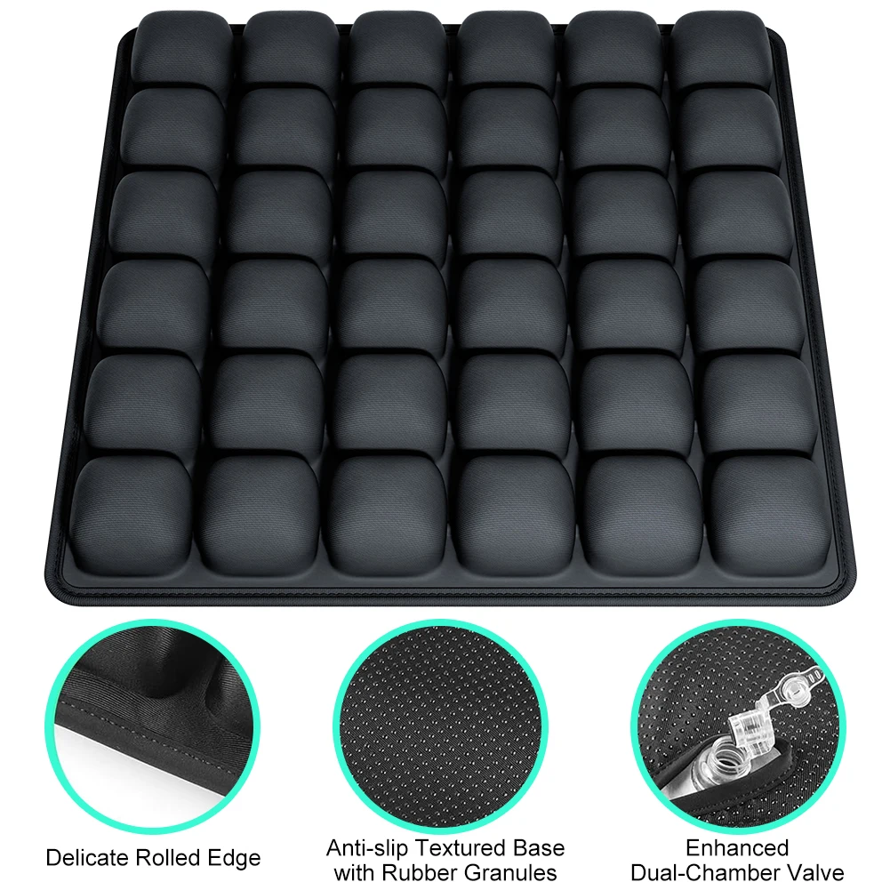 3D Inflatable Seat Cushion Ergonomic Pressure Relief Air Cushion Adjustable Lumbar Support Pad for Car Office Chair Wheelchair