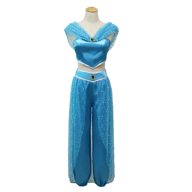 

Aladdin Jasmine Cosplay Costume Adult Women Girls Halloween Party Dress Jasmine Costume Sets Kids Jasmine Princess fancy Costume