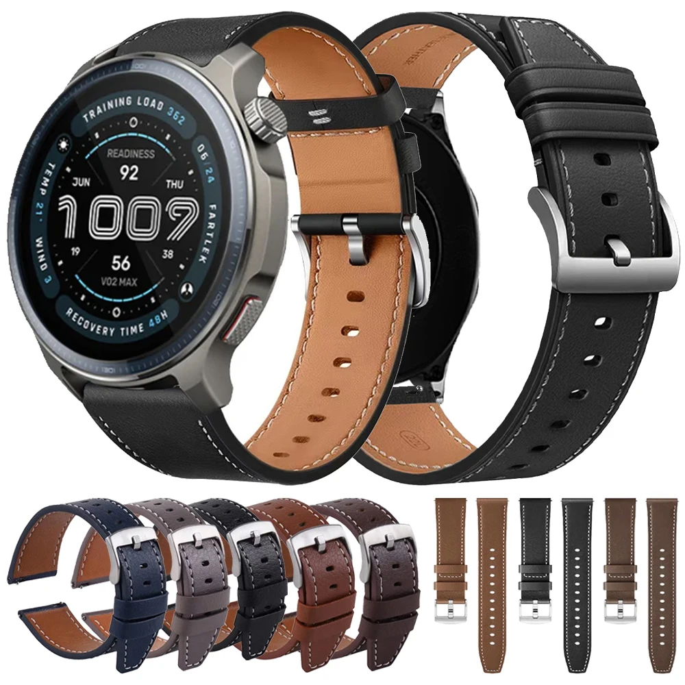 الجلود حزام (استيك) ساعة 22 مللي متر 20 مللي متر ل Huami Amazfit التوازن 2 استبدال حزام Amazfit GTR 4 3 برو GTS 4 2 Bip6 سوار إكسسوارات