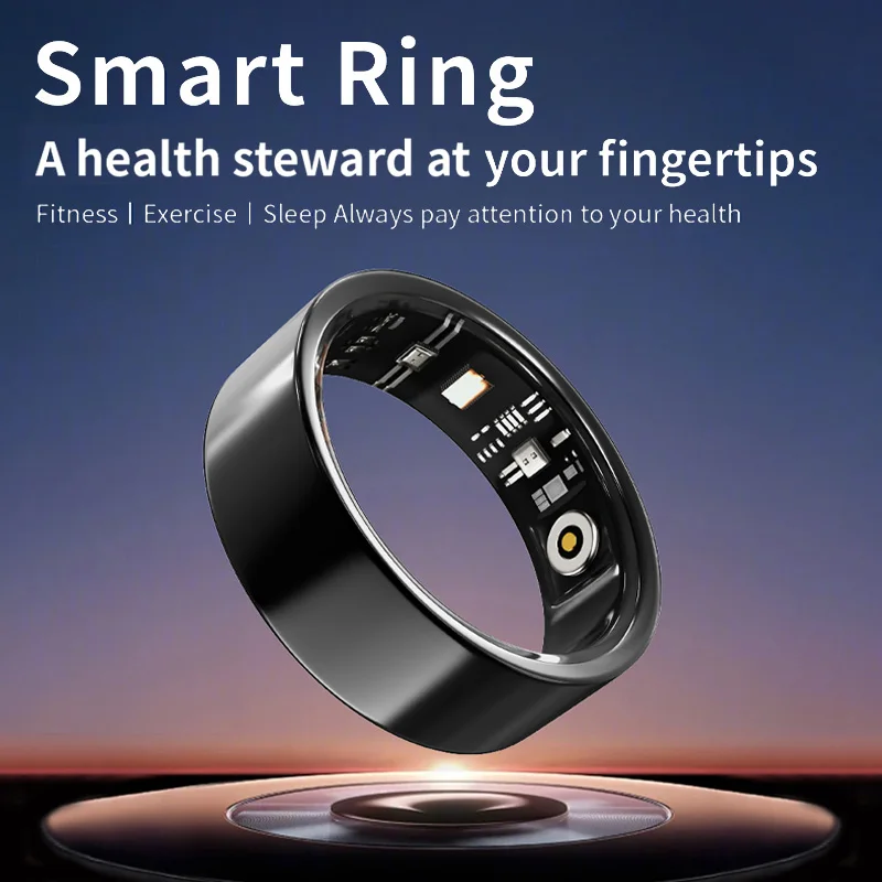 Smart Ring Heart Rate Health Monitor with Oxygen Sleep Blood Pressure Tracking Waterproof Multi-Sport Gesture Control