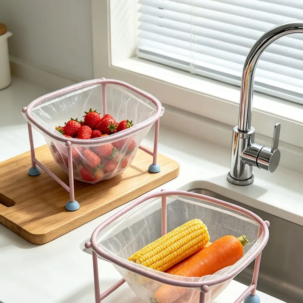 Kitchen Sink Strainer Rack Disposable Mesh Filter Net Food Scraps Catcher Stopper Drain Waste Basket Cleaner Tool Holder