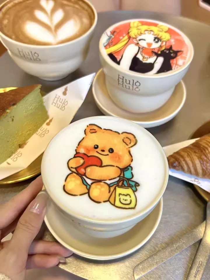 STLF JW EVEBOT EB-FC1 컬러 식용 잉크젯 아트 커피 프린터, 와이파이 연결 셀피 카푸치노 및 라떼 상업용 커피 머신