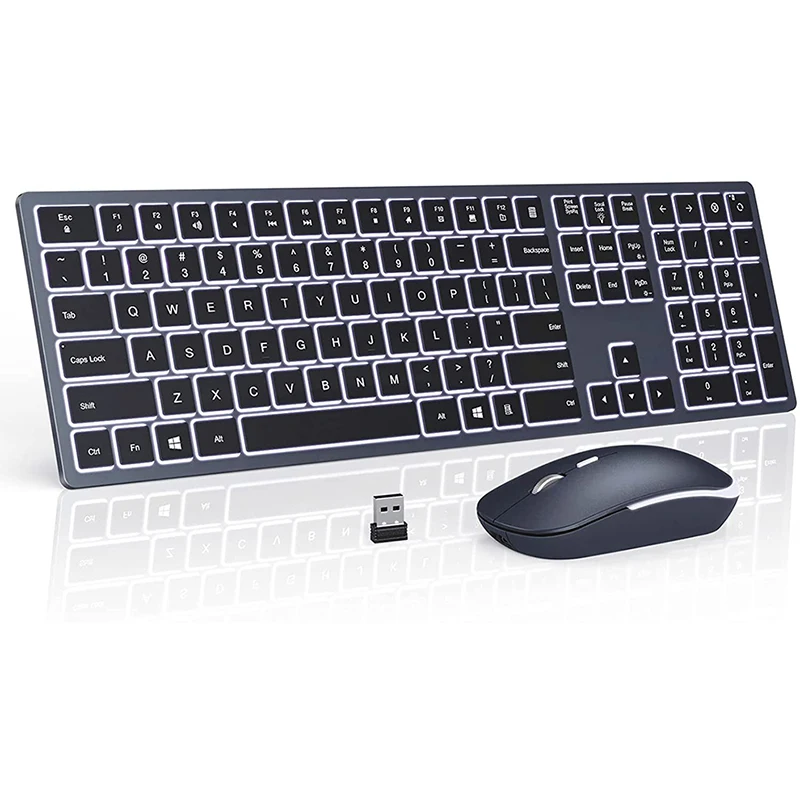 

Russia Backlit 2.4G Wireless Keyboard and Mouse Combo Luminous Full Size Rechargeable Keyboard and Mouse Set for Computer Laptop