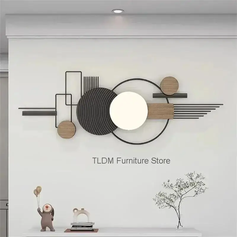 Nordic Living Room Retro Three-dimensional Ornaments Wrought Iron Wall Decoration Light Luxury Background Wall Hanging Clocks