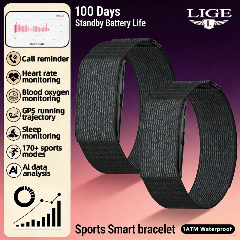 LIGE NO Screen Smart Wristbands With Heart Rate Sleep AI Health Monitor Report Smart Bracelet Incoming Call Notification Watches