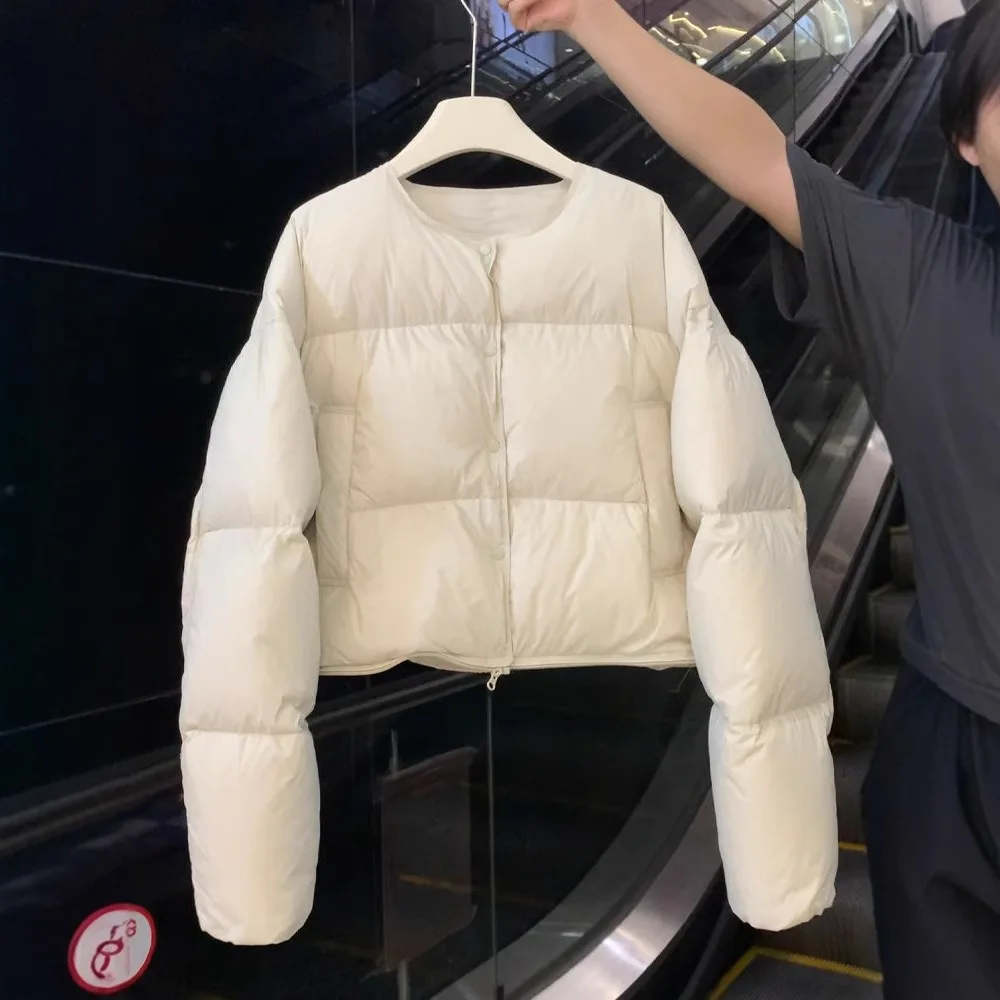 Autumn and Winter Short Cotton Clothes Women's 2026 Fashion Warm Jacket Versatile Small Round Neck BreadTexture Unique Fashion