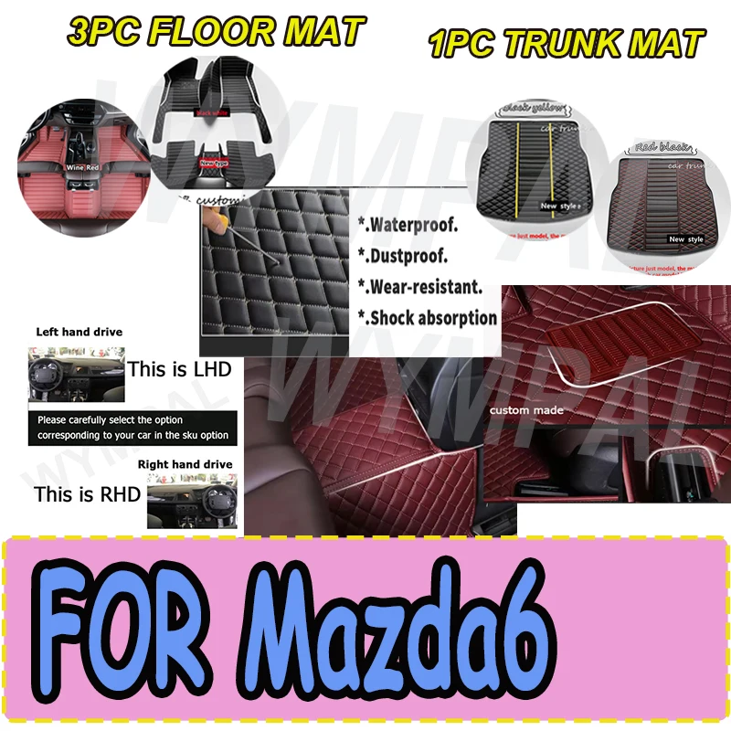

LUXURY Anti-dirt Pads Car Mats For Mazda6 Mazda 6 Atenza GH 2007~2011 Waterproof Floor Mats Rug Car Accessories
