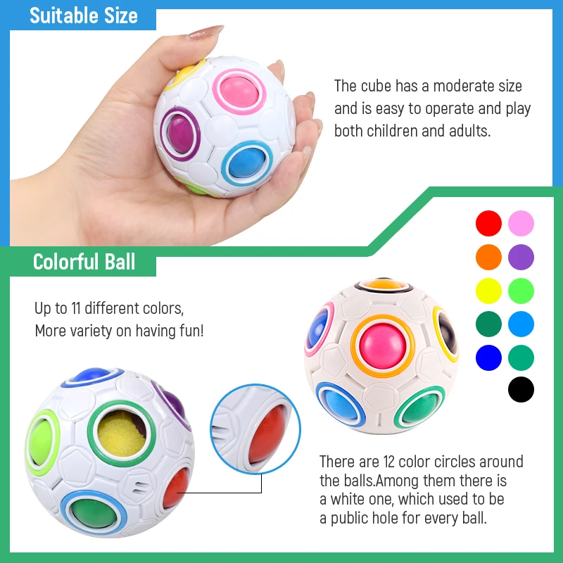 Magic Spheric Cube Rainbow Ball Puzzles Learning Educational Toys For Children Adult Office Anti Stress decompression Creative