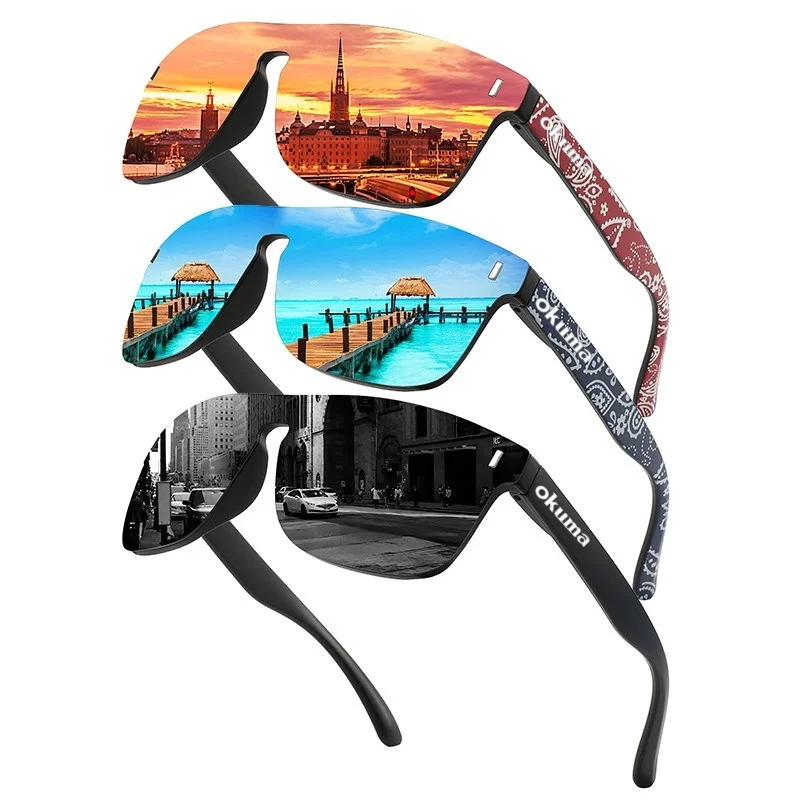 Okuma Neue Großrahmige Outdoor-Sport-Sonnenbrille UV400 Unisex Sonnenschutz Flash-Farbige Sonnenbrille Mode Polarisierte Einteilige Brille – Detail 9
