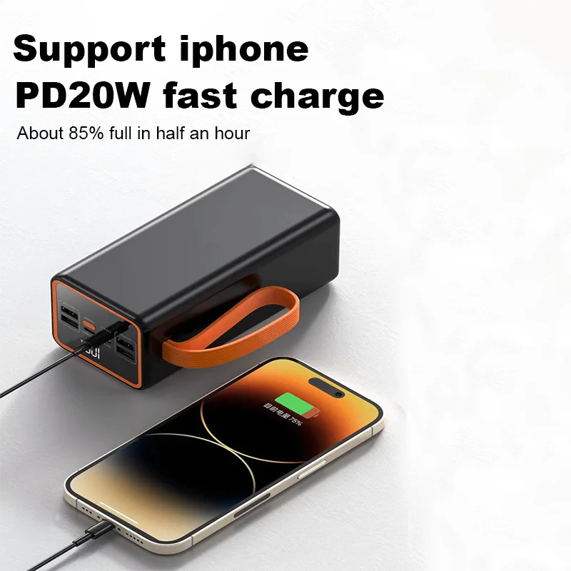 PD20W Large Capacity 66W 100000mAh Power Bank Portable Fast Charger External Battery with Flashlight IPhone Samsung Huawei