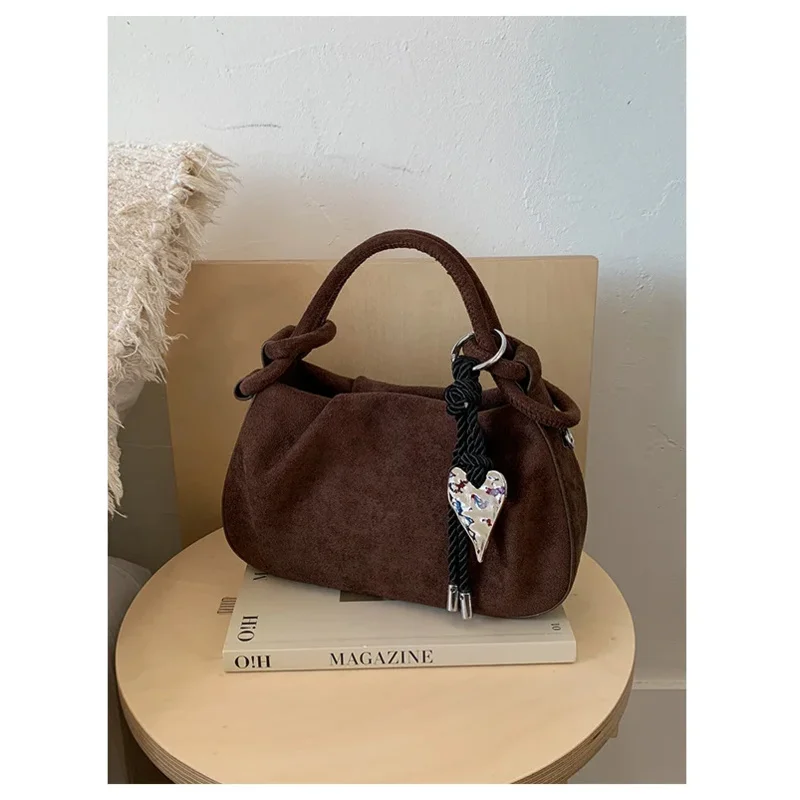 

Small Suede Fashion Leather Shoulder Bags for Women 2025 Luxury Designer Brand Trend Crossbody Bag Females Short Handle Handbags