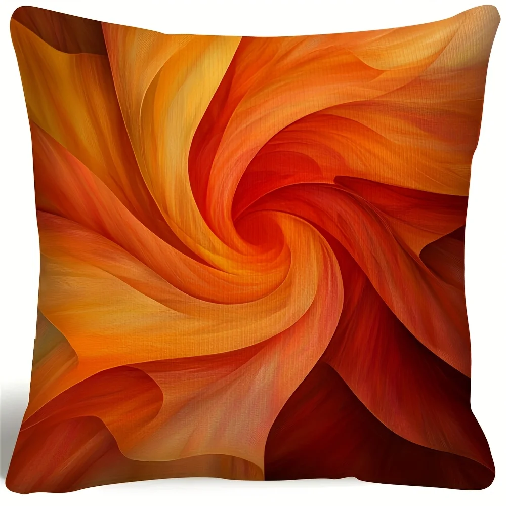 1pc Burnt Orange Abstract Pattern Pillowcase Soft Comfortable Polyester Short Plush Fabric Single-Sided Print Multi-Size Options