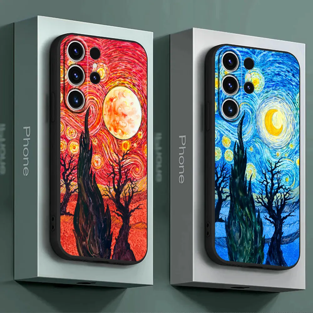 Van Gogh Painted Art Starry Night Case for Samsung Galaxy S24 Ultra S23 Ultra S21 5G S21 FE S20 S22 Plus TPU Soft Cover
