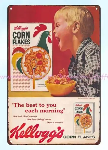 cornflakes cereal corn flakes food nostalgia metal tin sign man cave engraving