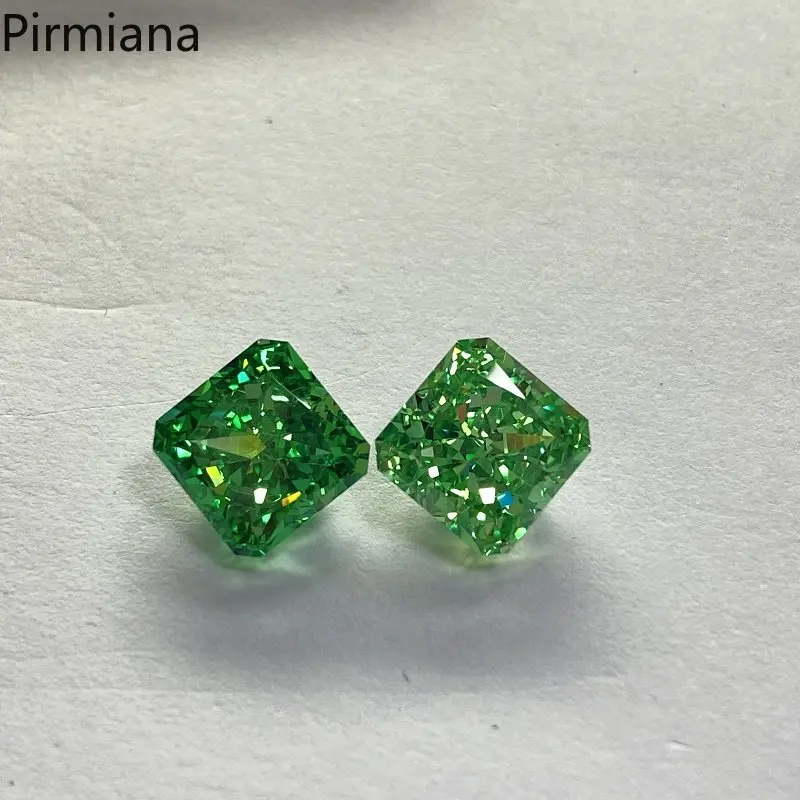 

Pirmiana Hot Sale Paraiba Green CZ Stone Crushed Ice Cutting Square Shape Gemstone for Diy Jewelry Rings Making