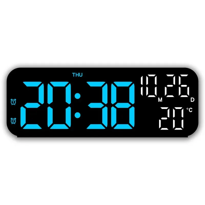 Digital Alarm Clock Voice Control Date Time Temperature Display Countdown Dual Alarm 12/24 Hour Electronic LED Alarm Clock Desk