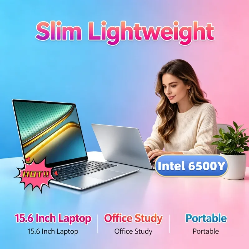

Lightweight 15.6 Laptop Intel 6500Y 32GB RAM 2TB SSD Windows 11 Backlit Keyboard Fingerprint Business PC