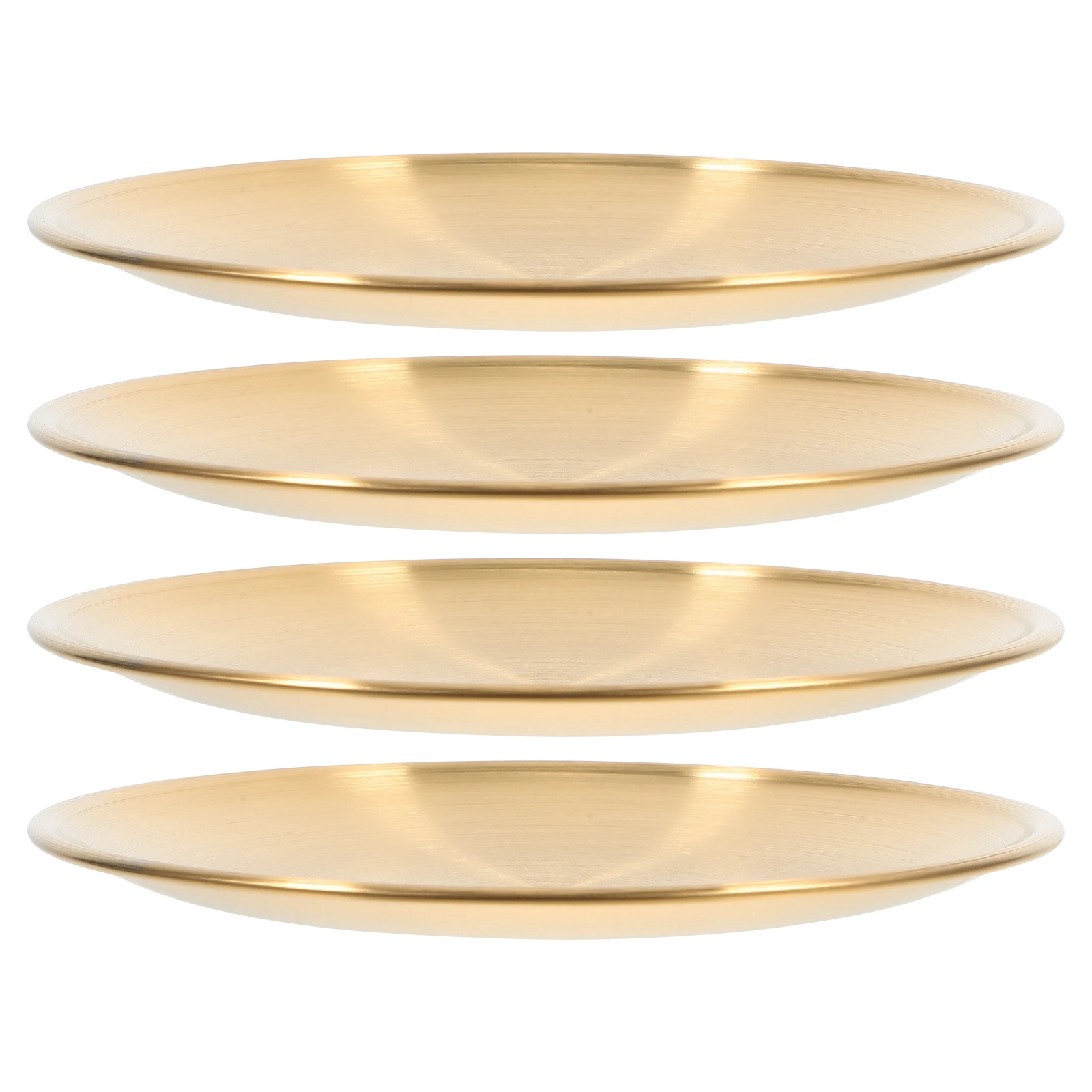 

4pcs Stainless Steel Dinner Plates 14Cm Round Metal Serving Dishes For Home Kitchen Camping Bbq Salad Cake Buffet Picnic Party