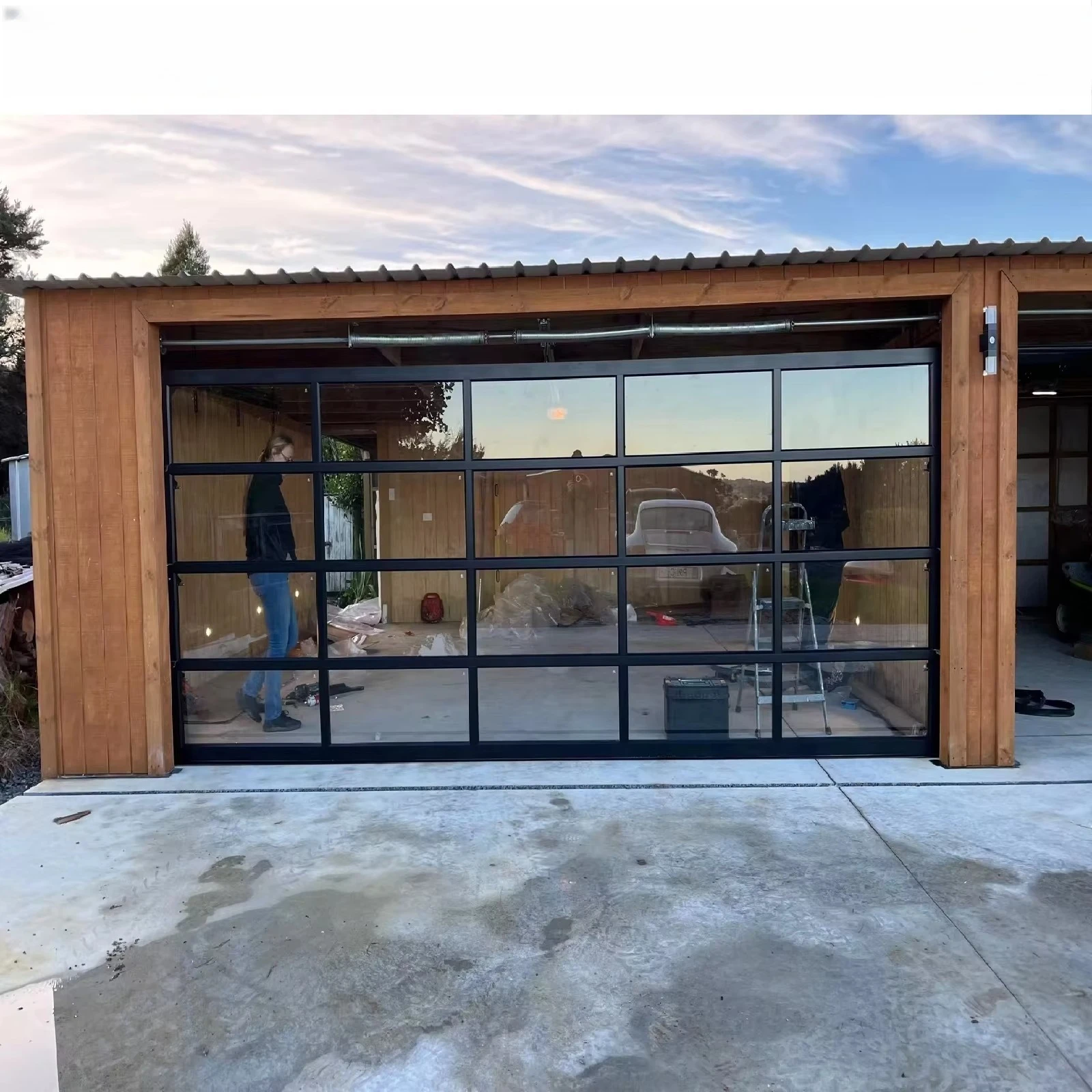 Glass Garage Door Overhead Aluminum Alloy Garage Door with Motor