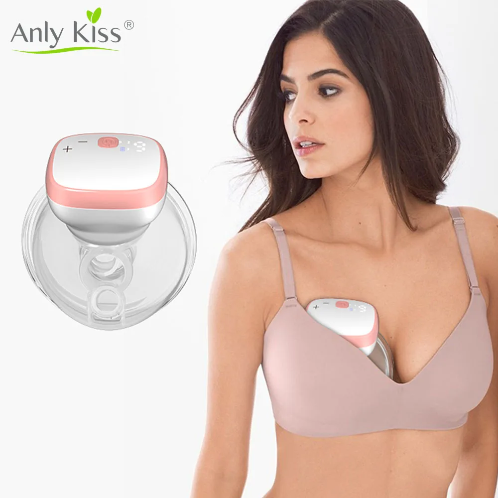 Anly Kiss Wearable Electric Breast Pump Hands Free Portable Wireless Breastfeeding Pump Painless 28/24/21mm 1Pack