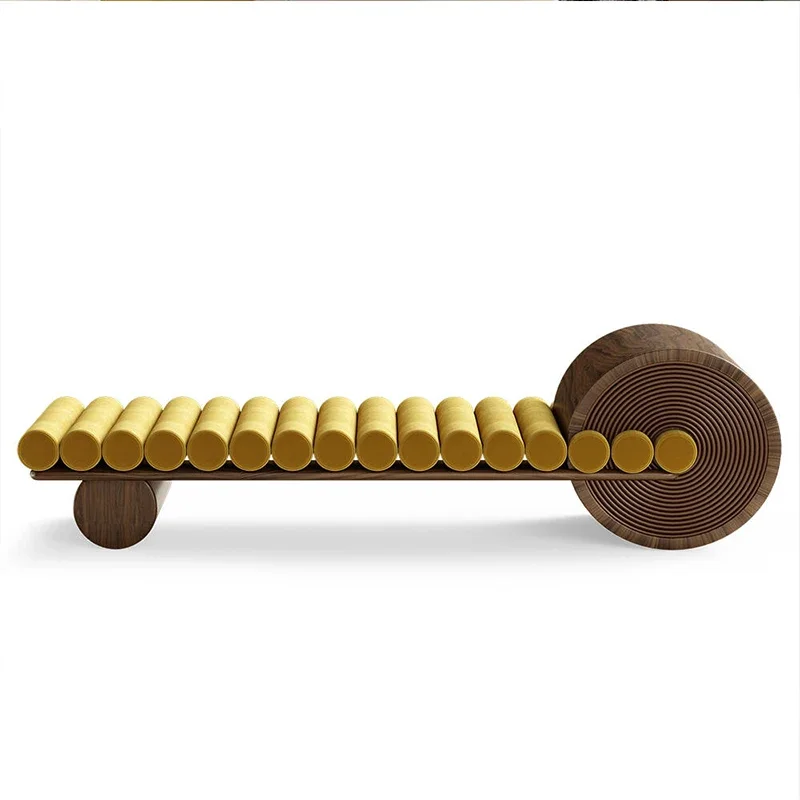 Medieval style living room solid wood long bed model room bedroom bedside stool coat rack shoe changing stoolFurniture supplies,