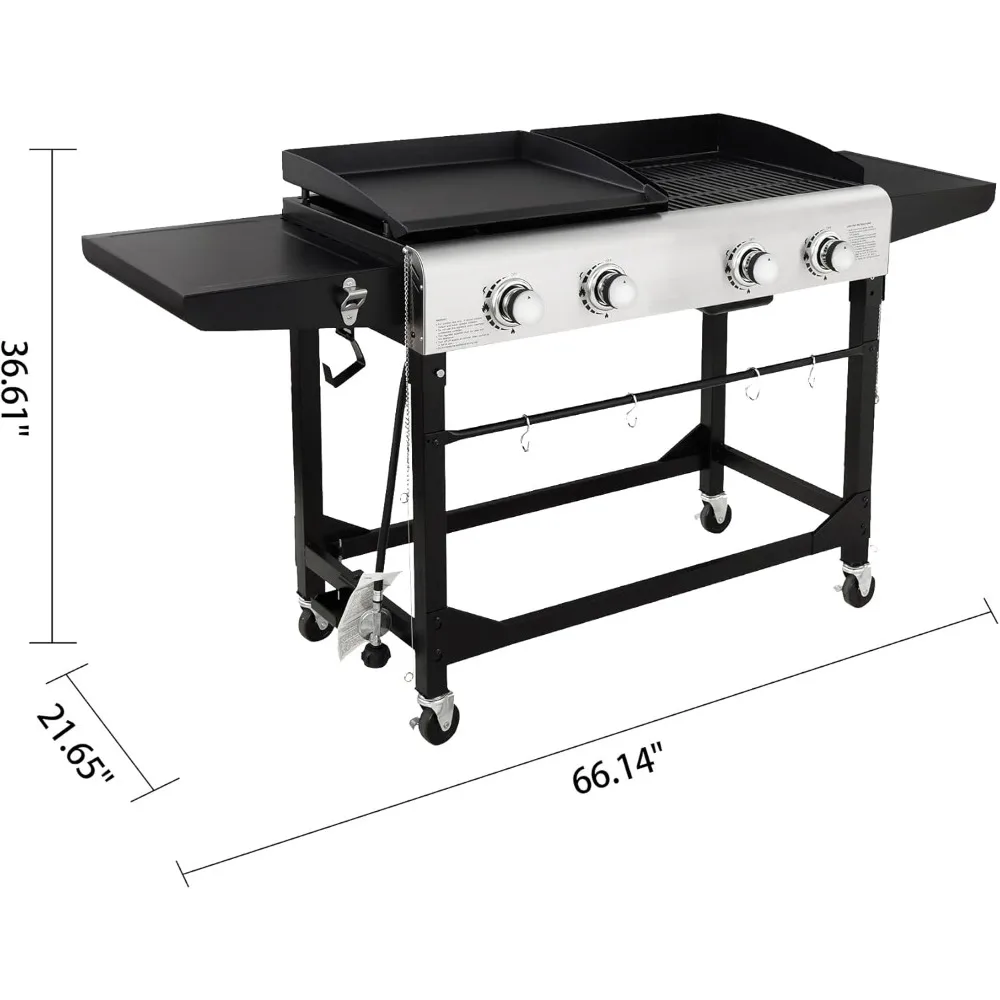 Portable Camping Stove, Gas Grill and Covered Grill, Propane Grill Combination for Camping or Outdoor Cooking At Any Time