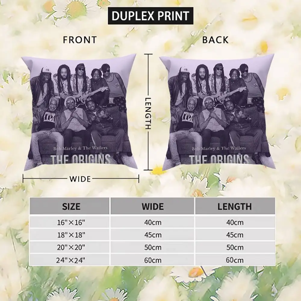 بوب مارلر كيس وسادة على الوجهين الطباعة غطاء الوسادة 45x45 الوسائد الزخرفية أريكة ديكور المنزل المخدة الناعمة #5