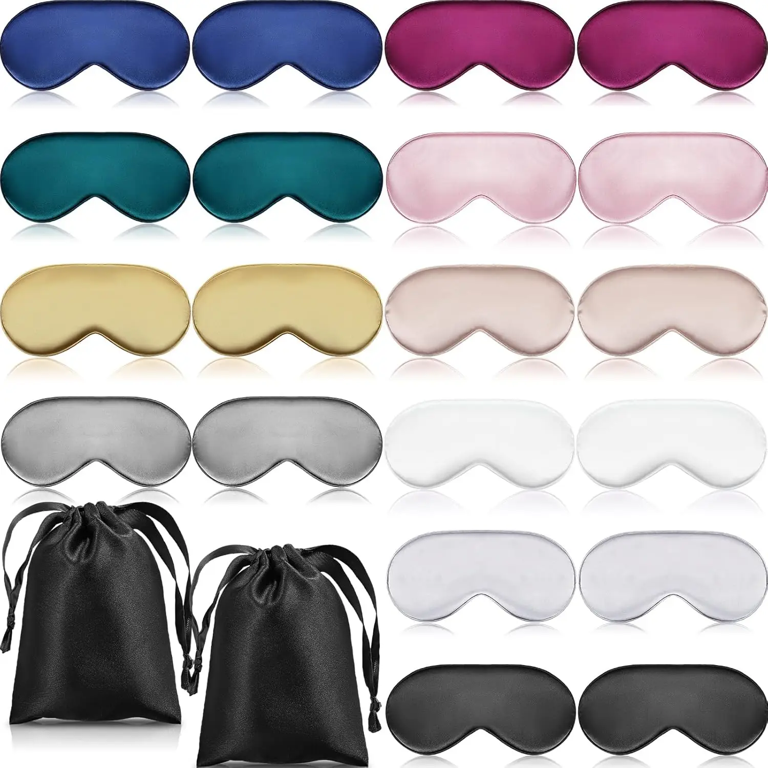 

20 Pieces Silk Sleep Mask with Adjustable Strap for Women Men Sleeping Travel, Multicolored