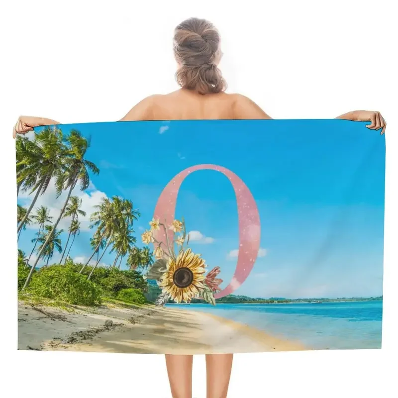 Engels Alfabet Aanvankelijke Strandlaken Microfiber Bad Tropisch Strand Zandbestendige Handdoeken Zomer Badhanddoek Voor Kinderen Vriendin Cadeau