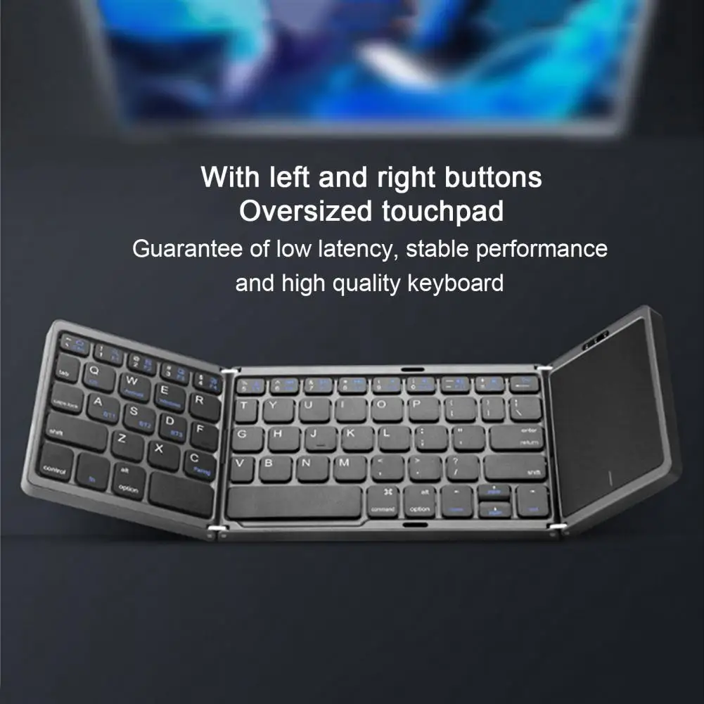 Durable Mini Keyboard Environment Friendly Wireless Keyboard Tri-Folds Mini Three Folding Bluetooth-compatible Keyboard  Typing