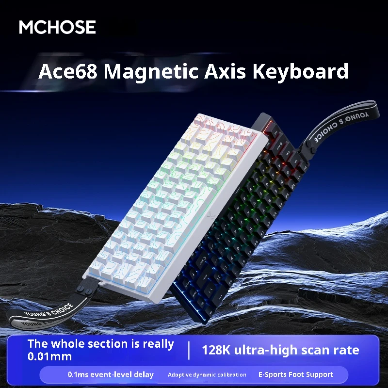 MCHOSE ACE68 Gaming Keyboard E-Sport Magnetic Switch 8K Polling Rate Customized Hot Swappable Support 0.01RT DKS MT SOCD TGL RGB