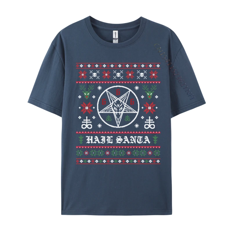 Hail Santa Ugly Christmas Sweater T-Shirts Top T-Shirts Family Retro Men Tops Shirt Printing Cotton Fast Shiping