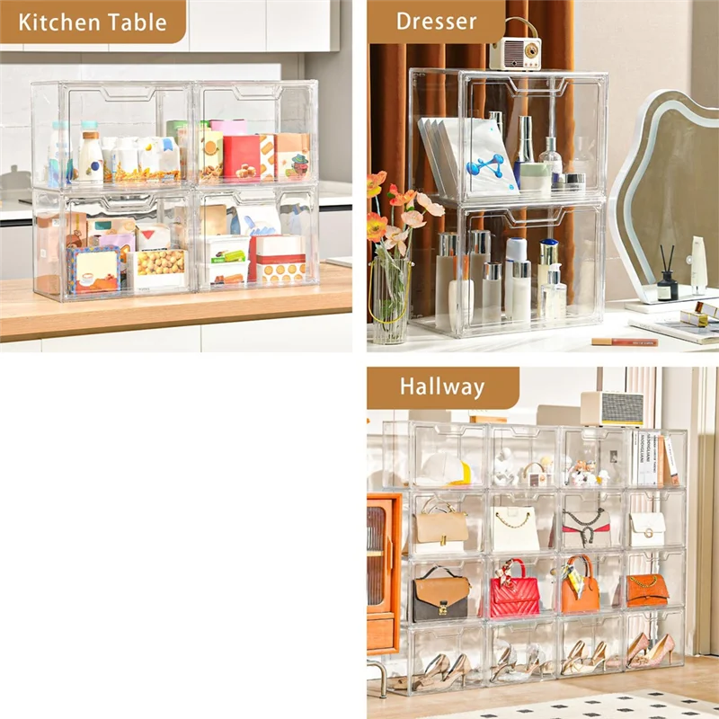 

SYW-1 Pack Clear Storage Bins With Lids,Stackable Acrylic Display Case For Handbags, Cosmetic, Multifunctional Storage Boxes
