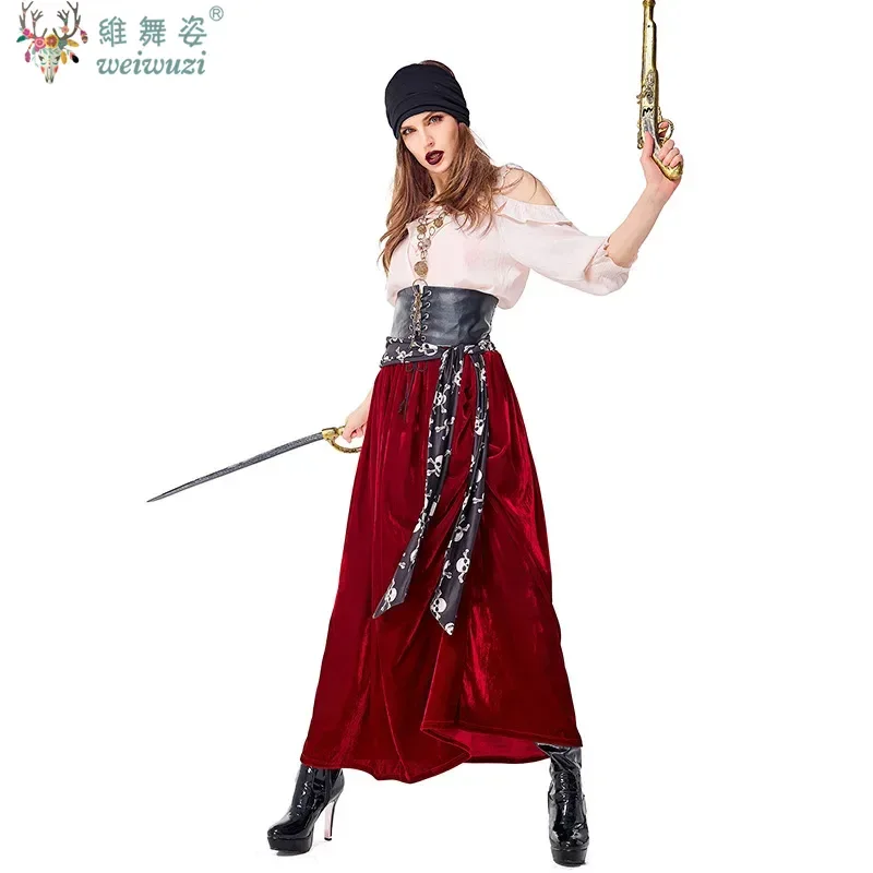 أنثى قراصنة الكاريبي الكابتن تأثيري حلي هالوين البدلة القوطية جاك امرأة فستان بتصميم حالم لعب الأدوار تأثيري البدلة يتوهم #4